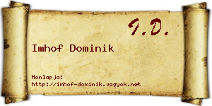 Imhof Dominik névjegykártya